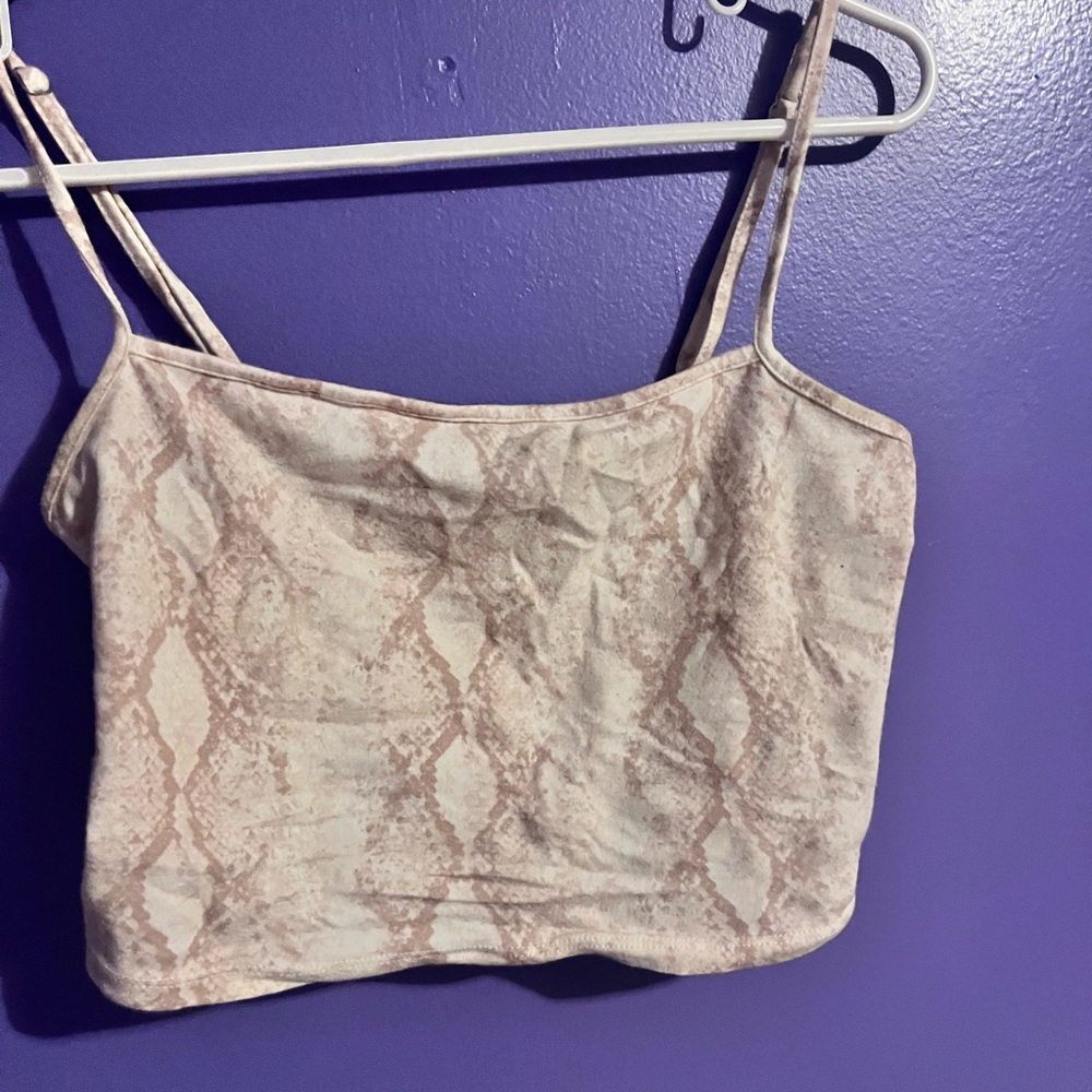 Forever 21 Cream and Brown Snake Print Camisole